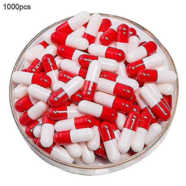 Elrosa 1000pcs transparante holle gelatine lege gescheiden medische poeder capsule shells (kleur: rood wit) on Productcaster.