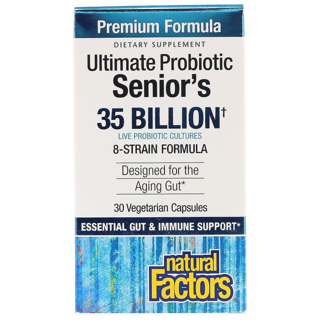 Natural Factors Luonnolliset tekijät, lopullinen probiootti, seniorit, 35 miljardia CFU, 30 kasvissyöjä korkki on Productcaster.