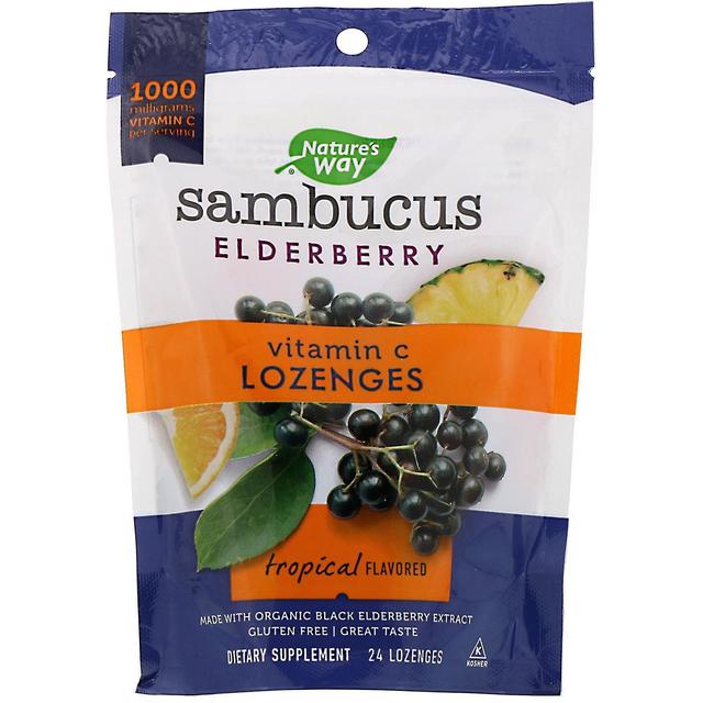 Nature's Way, Sambucus Elderberry, Vitamin C Lozenges, Tropical Flavored, 24 Loz on Productcaster.