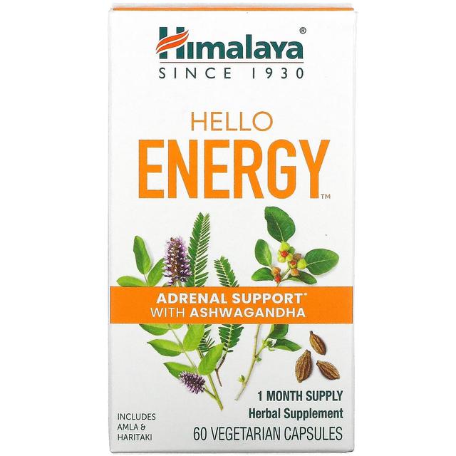 Himalaya, Hello Energy, wsparcie nadnerczy z Ashwagandhą, 60 wegetariańskich kapsułek on Productcaster.