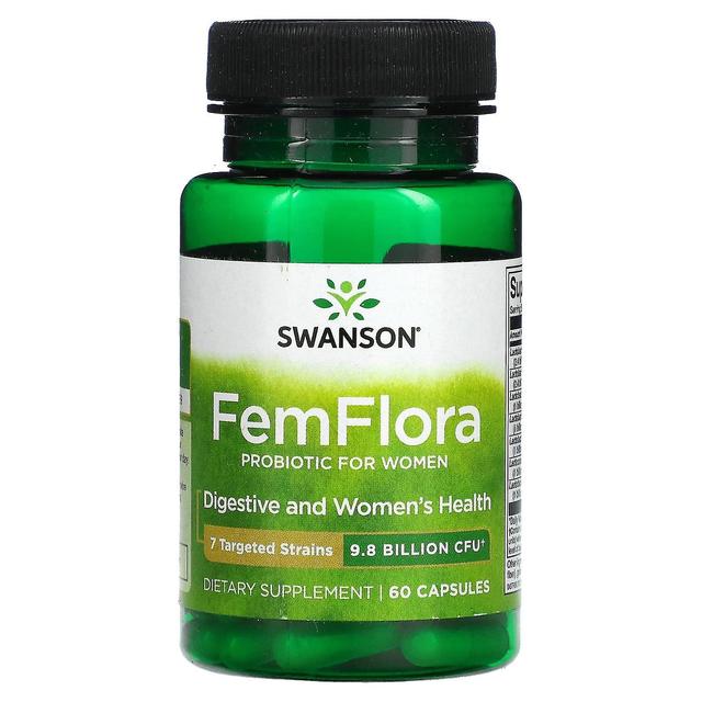 Swanson, FemFlora, Probiotic For Women, 9.8 Billion CFU, 60 Capsules on Productcaster.