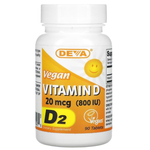 Deva, Vegan Vitamin D, D2, 20 mcg (800 IU), 90 Tablets on Productcaster.