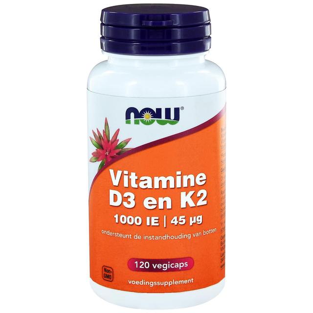 Vitamine D3 en K2 - 1000 IE | 45 μg (120 vegicaps) - NOW Foods on Productcaster.