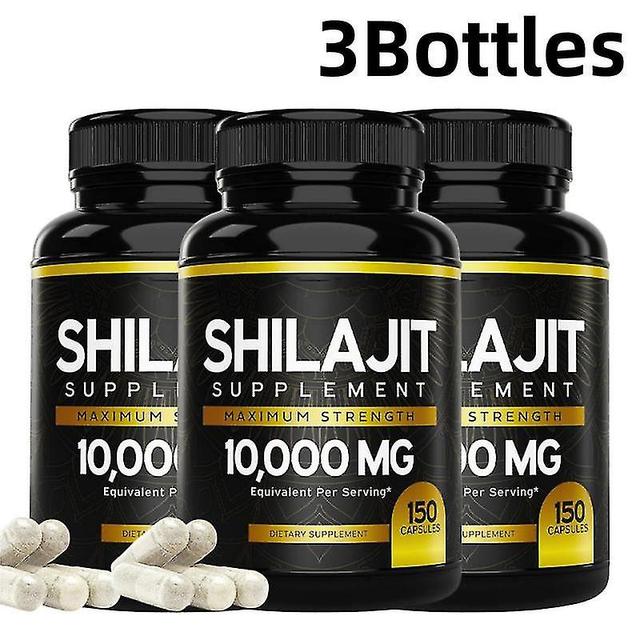 Pure Shilajit 10000mg 150 Caps Asphaltum Naturally Occurring Fulvic Acid Non Gmo 3pcs on Productcaster.