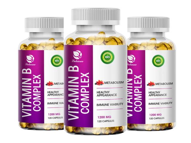 Hikig Vitamin B Complex Capsules Energy Metabolism Nervous System Blood Cell Immune Health Overall Health Beauty Health 3bottle x 120pcs on Productcaster.