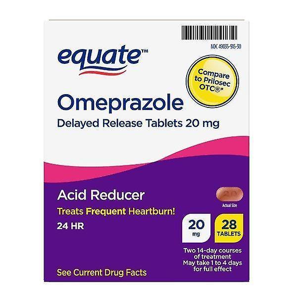 Equate omeprazol tabletki o opóźnionym uwalnianiu 20 mg, reduktor kwasu, 28 liczba on Productcaster.