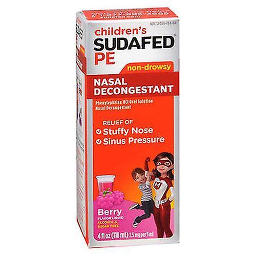 Sudafed Pe Sudafed PE dla dzieci z przekrwieniem błony śluzowej nosa Liquid Berry, 4 uncje (opakowanie 1 szt.) on Productcaster.