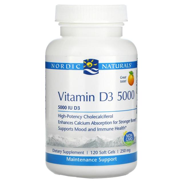 Nordic Naturals, Vitamin D3 5000, Orange, 5,000 IU, 120 Soft Gels on Productcaster.