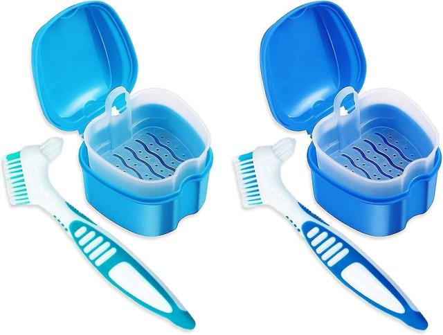 4 Pcs Professional Denture Kit False Teeth Denture Case Cup Base Holder Box Container Soaking Dentur on Productcaster.