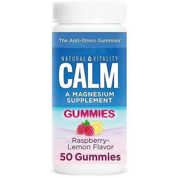 Natural vitality calm, magnesium citrate dietary supplement, anti-stress gummies, raspberry lemon, 50 gummies on Productcaster.