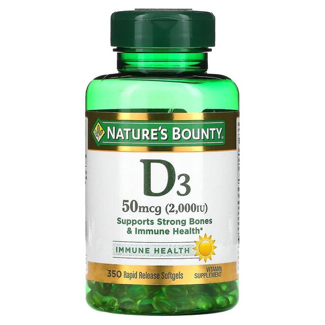 Natures Bounty Nature's Bounty, D3, 50 mcg (2,000 UI), 350 cápsulas blandas de liberación rápida on Productcaster.