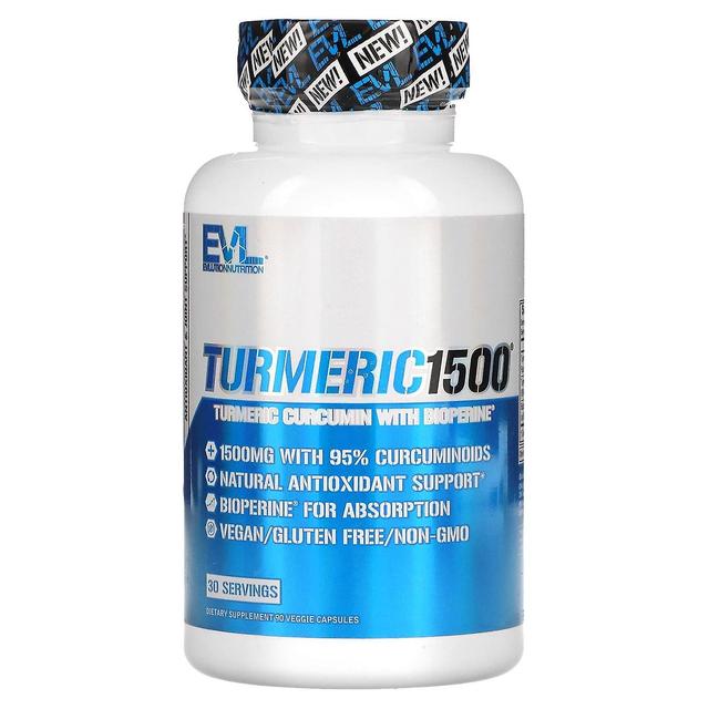 EVLution Nutrition, Turmeric1500, 90 Veggie Capsules on Productcaster.