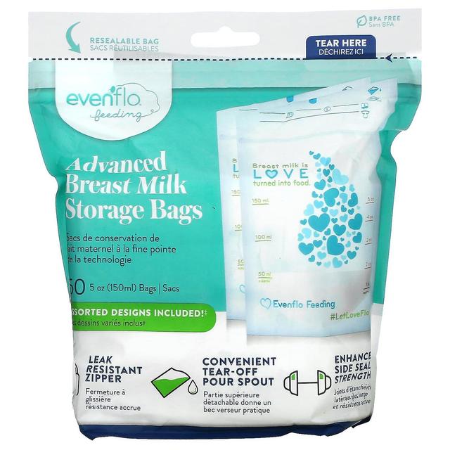 Evenflo Feeding, Advanced Breast Milk Storage Bags, 50 Bags, 5 oz (150 ml) Each on Productcaster.