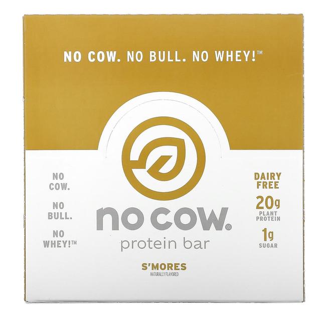 No Cow Ingen ko, proteinbar, S'mores, 12 barer, 2,12 oz (60 g) on Productcaster.