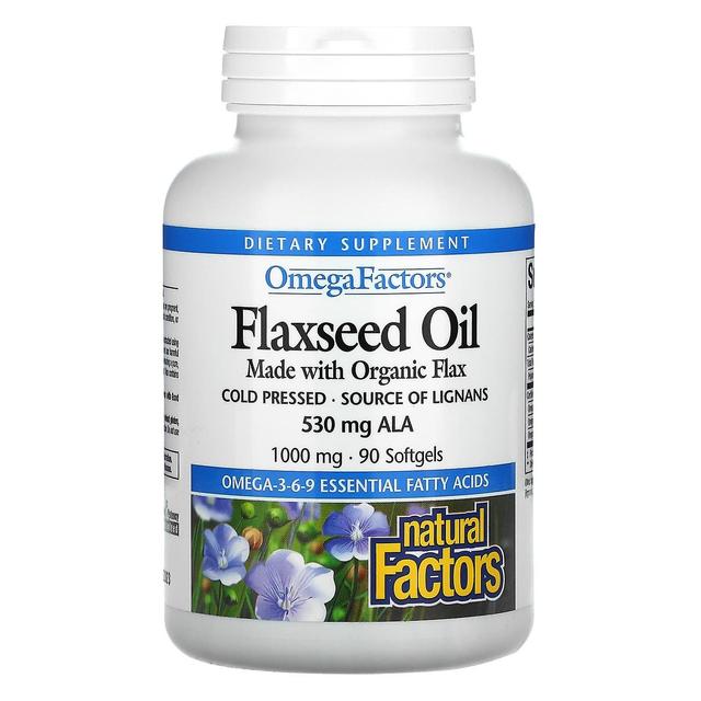 Natural Factors, OmegaFactors, Flaxseed Oil, 1,000 mg, 90 Softgels on Productcaster.