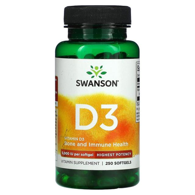 Swanson, D3-vitamin, knogler og immun, højeste styrke, 5.000 IE, 250 softgels on Productcaster.