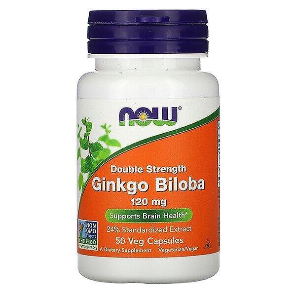 NOW Foods Nyt elintarvikkeet, ginkgo biloba, kaksinkertainen vahvuus, 120 mg, 50 kasviskapselia on Productcaster.