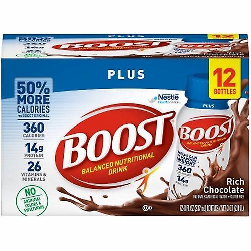 Nestle Healthcare Nutrition Boost Plus Nutritional Drink Rich Chocolate, Count of 24 (Pack of 4) on Productcaster.