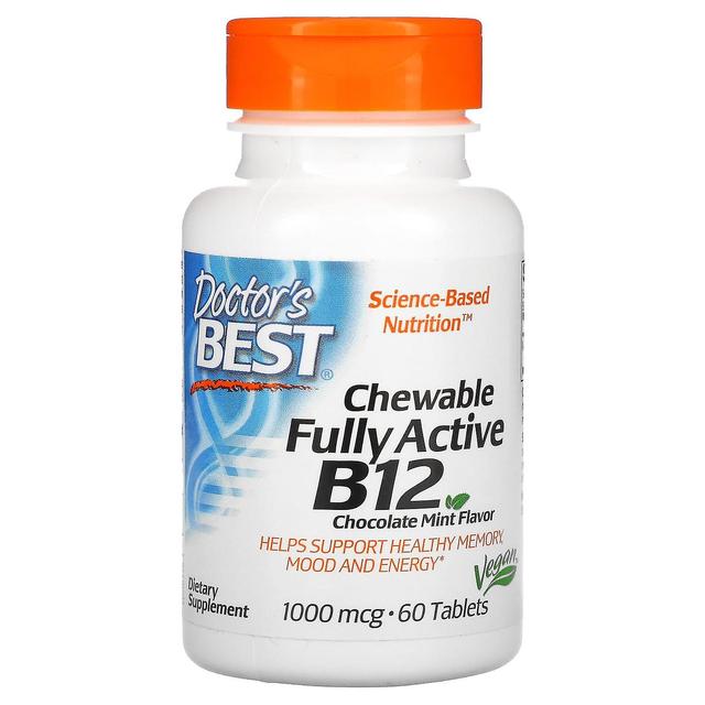 Doctor's Best, Chewable Fully Active B12, Chocolate Mint, 1,000 mcg, 60 Tablets on Productcaster.