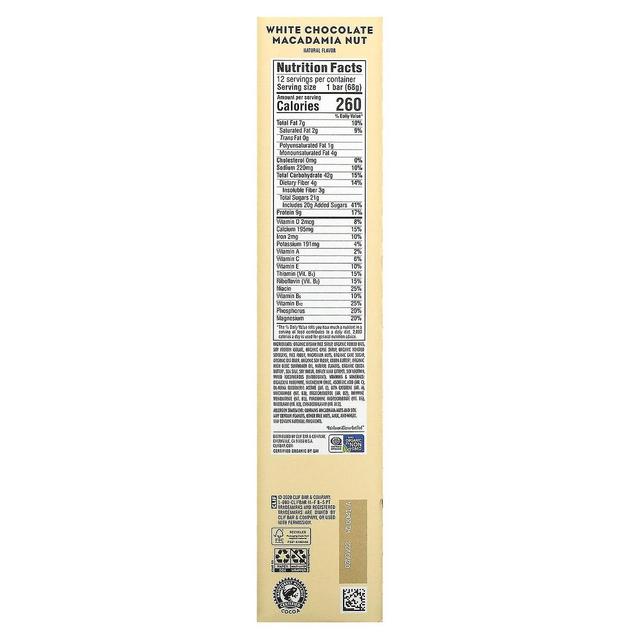 Clif Bar, Energy Bar, White Chocolate Macadamia Nut, 12 Bars, 2.40 oz (68 g) Each on Productcaster.