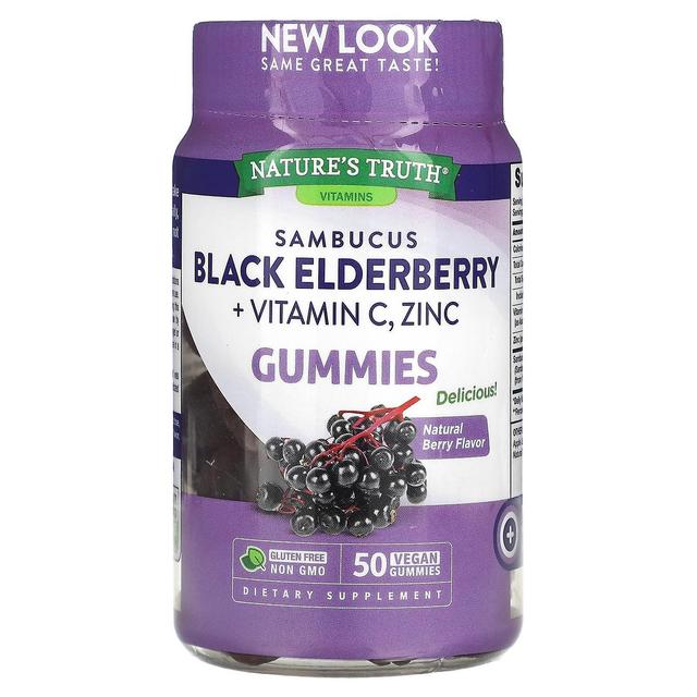 Nature's Truth, Sambucus Black Elderberry Plus Vitamin C, Zinc, Natural Berry, 50 Vegan Gummies on Productcaster.