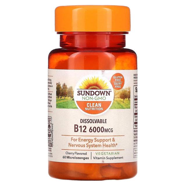 Sundown Naturals, Dissolvable B12, Cherry Flavored, 6,000 mcg, 60 Microlozenges on Productcaster.