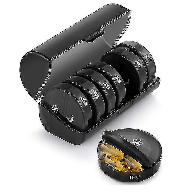 Large Capacity 7 Day Pill Box/vitamin/fish Oil/supplement Black on Productcaster.