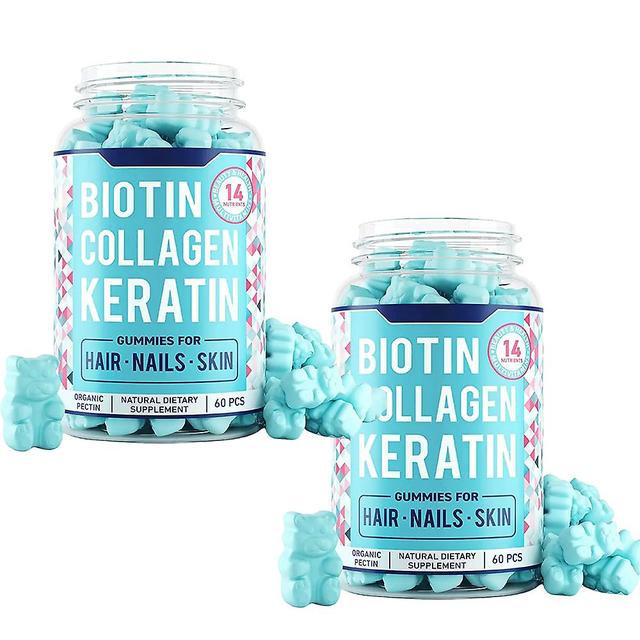 Biotin Collagen Keratin - Premium Biotin Supplement For Hair Growth For Women And Men - Biotin Vitamins For Hair, Skin & Nails - 60 Gummies 2pcs on Productcaster.