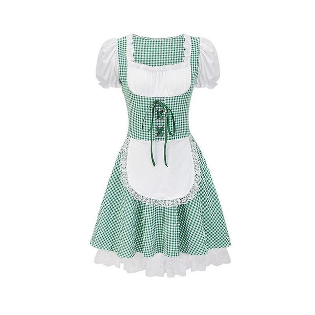 Aionyaaa Costume D'oktoberfest De Carnaval Bavarois Pour Femme, Tenue De Serveuse Traditionnelle Des Alpes, Robe De Soire De Barrage Cosplay C2 L on Productcaster.