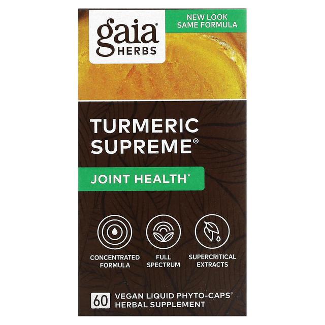 Gaia Herbs, Turmeric Supreme, Joint Health, 60 Vegan Liquid Phyto-Caps on Productcaster.