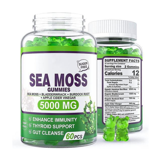 Sugar Free Seaweed Gummies 5000 Mg, Jamaican Moss & Burdock Root, Bladder, Rich In Minerals, Vitamins, Organic Seaweed Supplement, Immune System, T... on Productcaster.