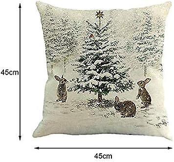 Hycy Coton Lin Housse De Coussin Impression Nol 45x45cm Taie D'oreiller Cerf Bonhomme De Neige Imprim Canap Oreiller Lin Couverture D'oreiller Mais... on Productcaster.