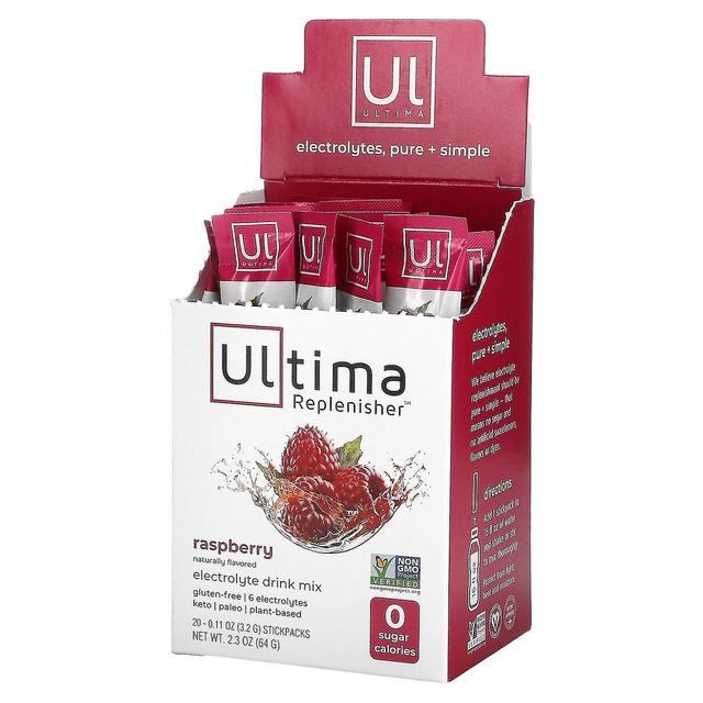 Ultima Replenisher, Electrolyte Drink Mix, Raspberry, 20 Packets, 0.11 oz (3.2 g) Each on Productcaster.