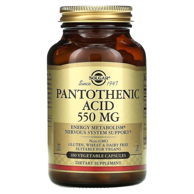 Solgar, Ácido pantotênico, 550 mg, 100 Cápsulas Vegetais on Productcaster.