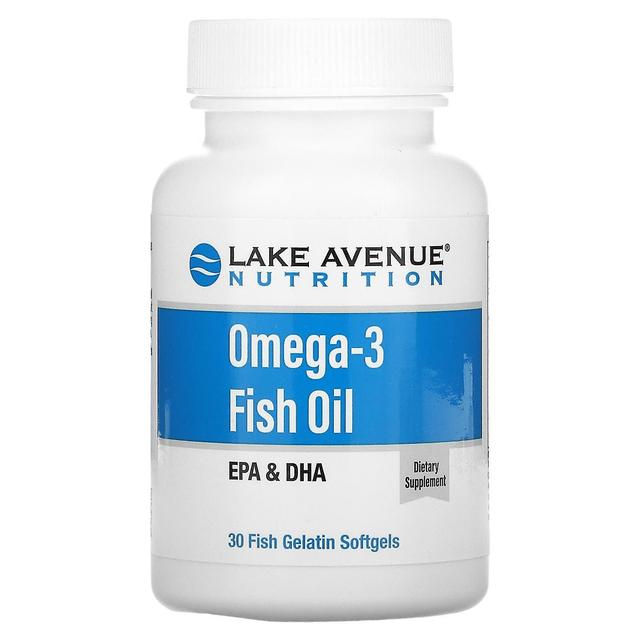 Lake Avenue Nutrition, Omega-3 fiskolja, 1250 mg, 30 fisk gelatin softgels on Productcaster.