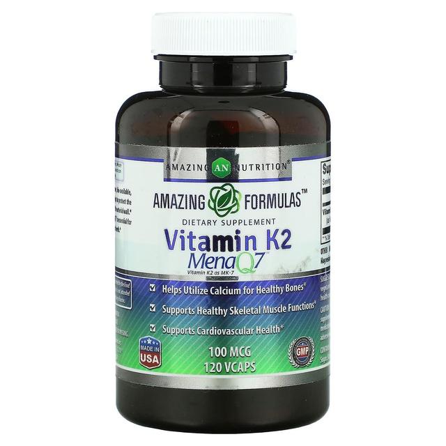 Amazing Nutrition, Vitamin K2, 100 mcg, 120 VCaps on Productcaster.