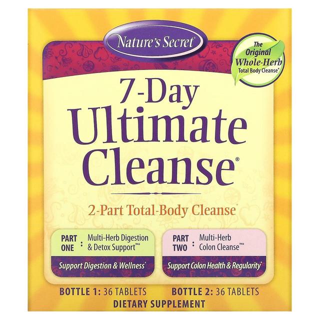 Nature's Secret, 7-Day Ultimate Cleanse, 2-Part Total-Body Cleanse, 2 Bottles, 36 Tablets Each on Productcaster.