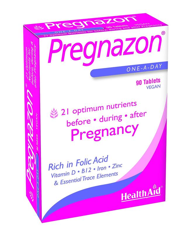 Health Aid Pregnazon (Foolihappo, Vit B6, Vit B12, Rauta ++) - Läpipainopakkaus, 90 Tablettia on Productcaster.