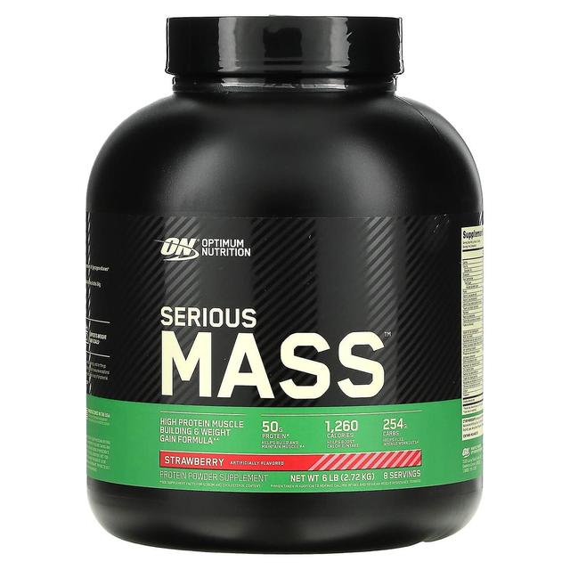 Optimum Nutrition Nutrição Ideal, Massa Séria, Ganho de Peso em Pó de Alta Proteína, Morango, 6 lb (2,72 kg) on Productcaster.