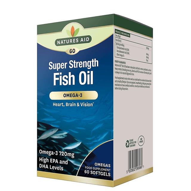 Natures Aid Super Strength Fish Oil (Omega 3), 60 Softgels on Productcaster.