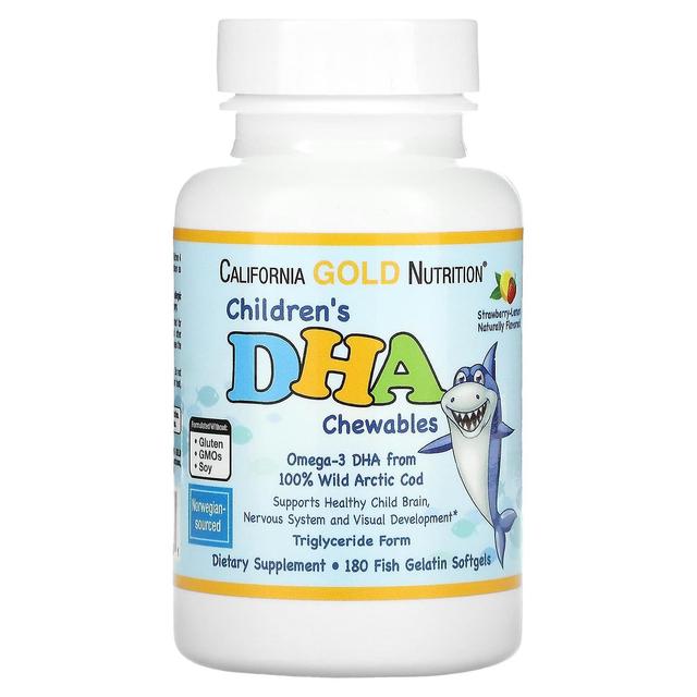 California Gold Nutrition, DHA mastigáveis para crianças, bacalhau ártico 100% selvagem, sabor morango-limão, on Productcaster.