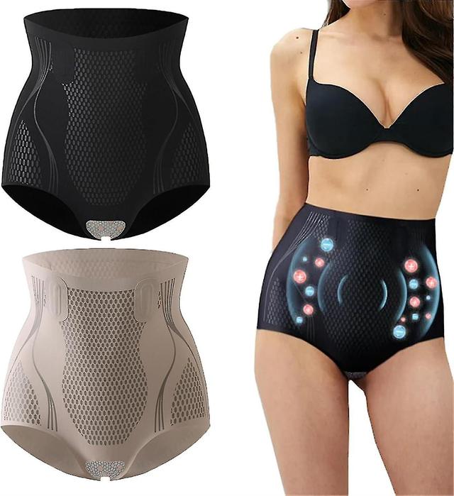 2pcs Ice Ion Fiber Repair Modeling Underwear, Graphene Nest Fiberr, Slimming Hip Gain, Abdominal Con M on Productcaster.