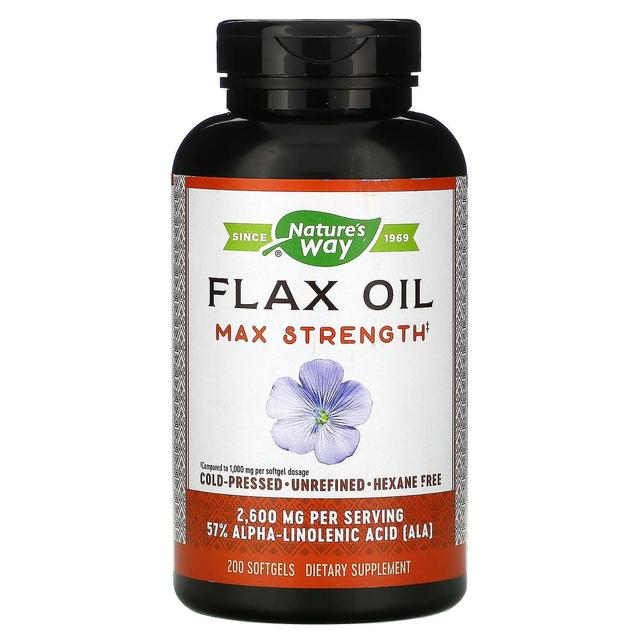 Nature's Way, Flax Oil, Max Strength, 1,300 mg, 200 Softgels on Productcaster.