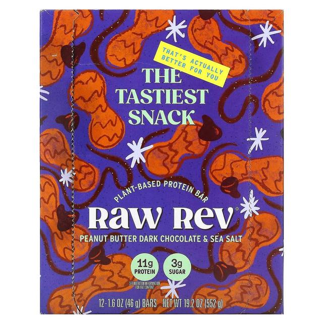 Raw Rev, Plant-Based Protein Bar, Peanut Butter Dark Chocolate & Sea Salt, 12 Bars, 1.6 oz (46 g) Ea on Productcaster.