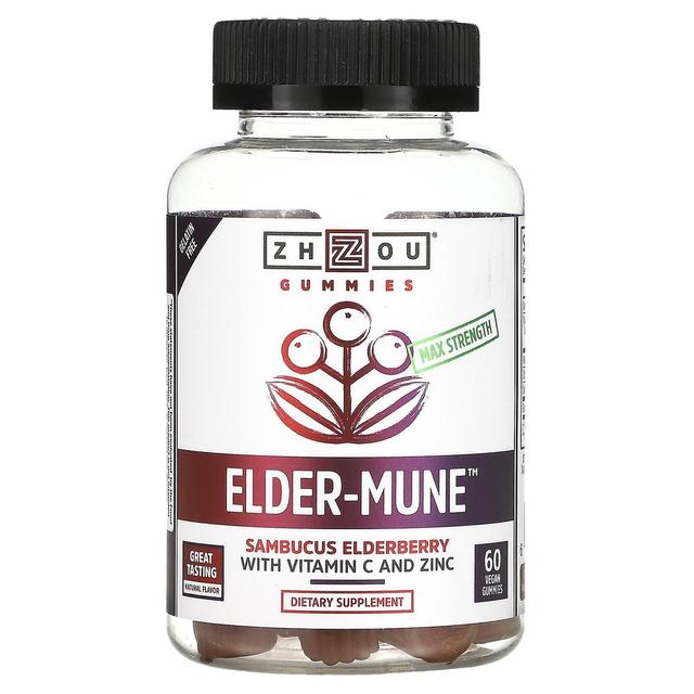 Zhou Nutrition Zhou näring, Max styrka Elder-Mune, Sambucus Fläder, 60 Vegan Gummies on Productcaster.