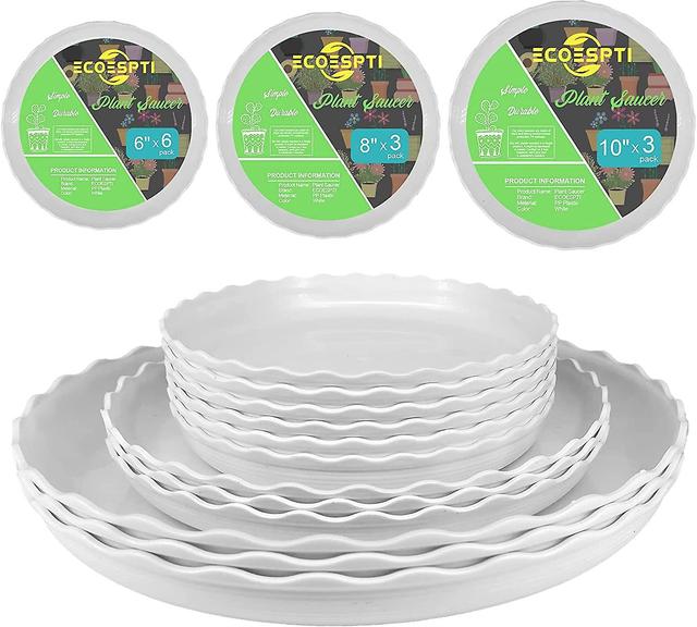 Kryc-ecoespti 12pcs Plant Saucer, 6 8 10 Inch Durable Plastic Plant Tray, Black Round Plant Pot Saucers, Drip Tray For Indoor And Outdoor Garden - 12 on Productcaster.