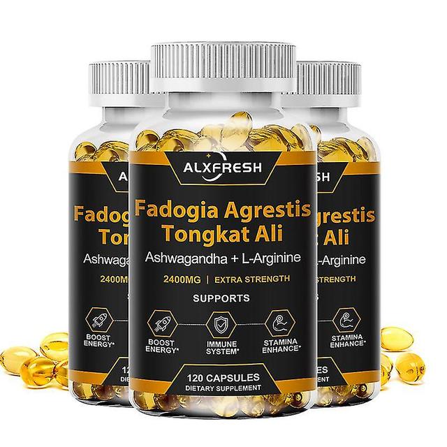 Hu Fadogia Agrestis & Tongkat Ali Capsule Boosts Testosterone Levels Supports Stamina & Energy Extra Strength Men's Health Hu 3 Bottles 60PCS on Productcaster.