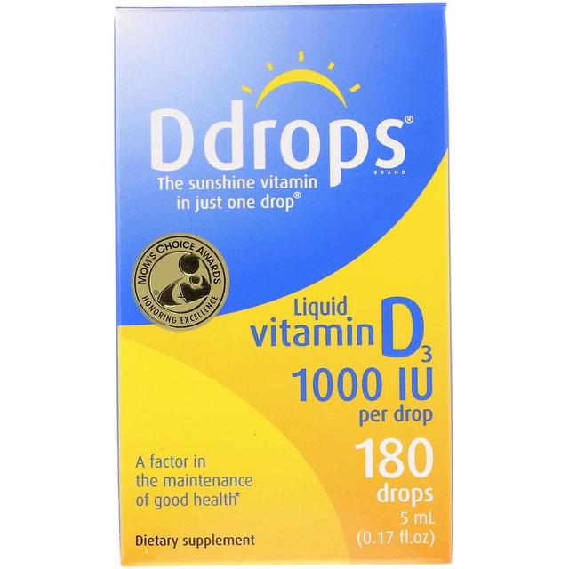 Ddrops, Liquid Vitamin D3, 1000 IU, 0.17 fl oz (5 ml) on Productcaster.