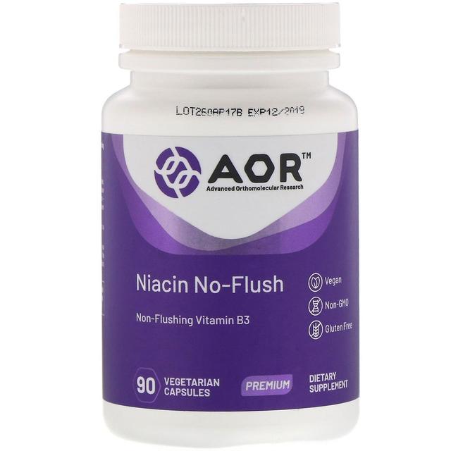 Advanced Orthomolecular Resear Zaawansowane badania ortomolekularne AOR, niacyna No-Flush, 90 wegetariańskich kapsułek on Productcaster.