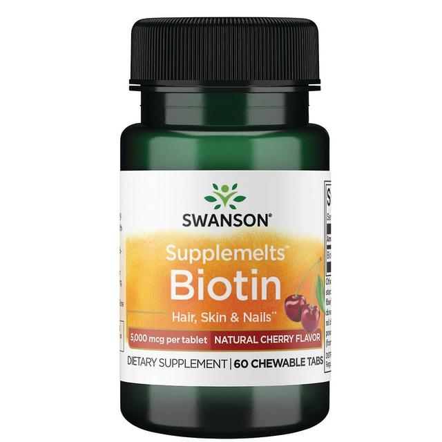 Swanson Biotin Natural Cherry Flavour 5,000 mcg 60 tyggetabletter on Productcaster.